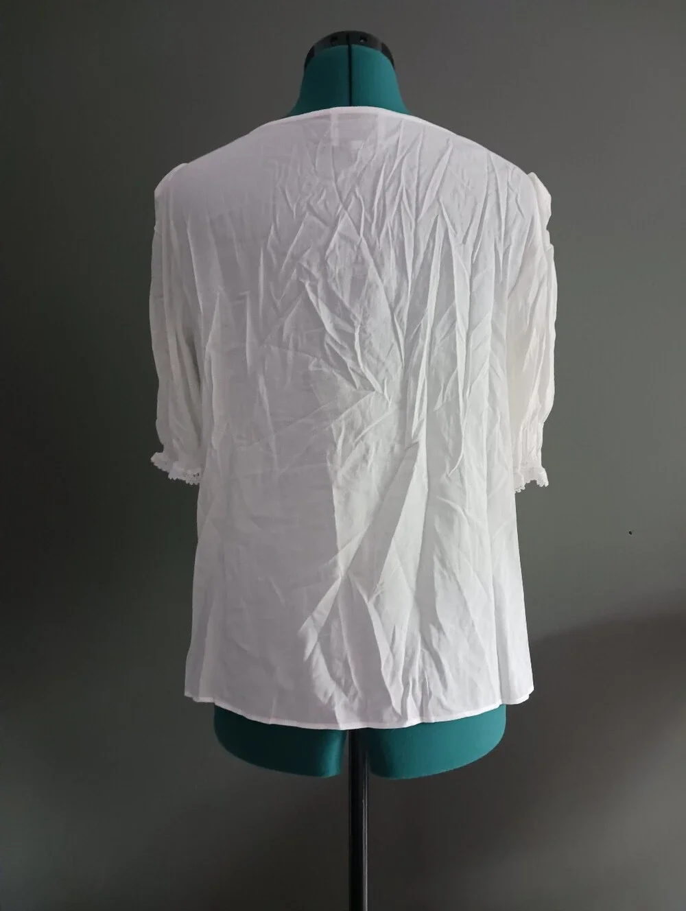 Reformation Wildflower Lace Trim Puff Sleeve Organic Cotton Blend Top Size 12